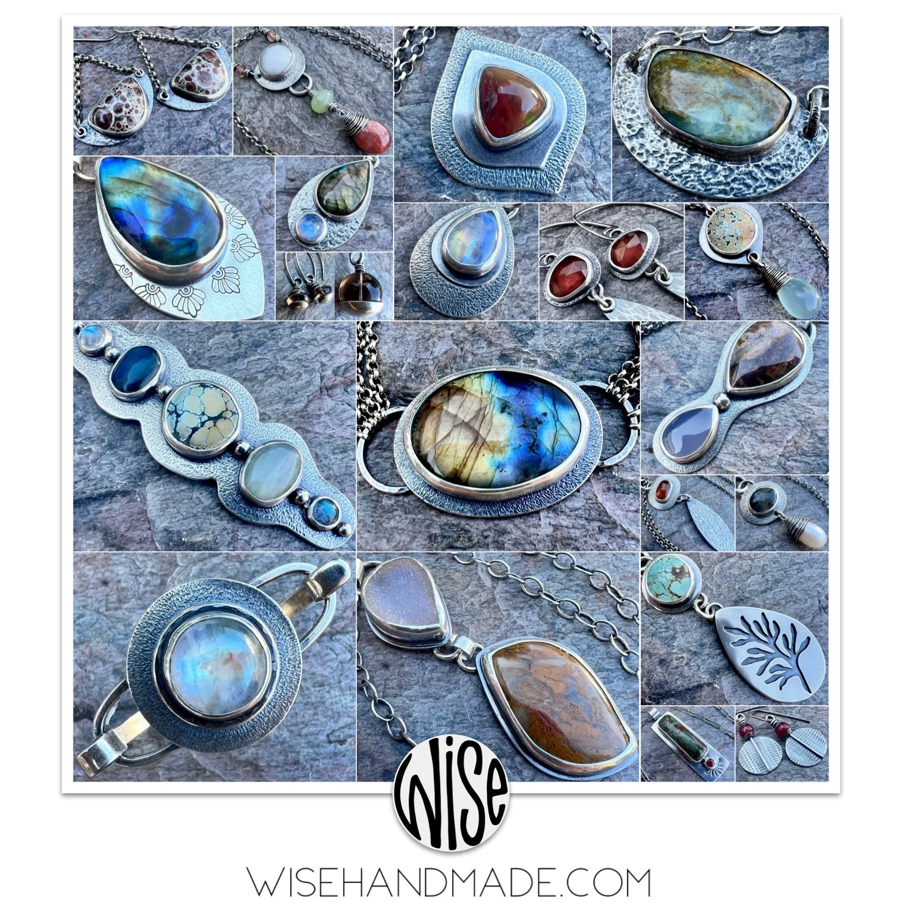 Labradorite and Rainbow Moonstone Sterling Silver Necklace - Handmade One-of-a-kind Pendant on Sterling Silver Chain
