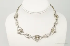 Lang Antiques Floral Link Sterling Silver Necklace