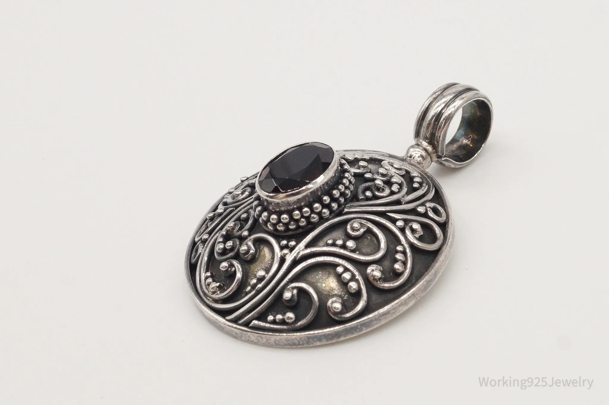 Large Designer BA Suarti Garnet Sterling Silver Pendant