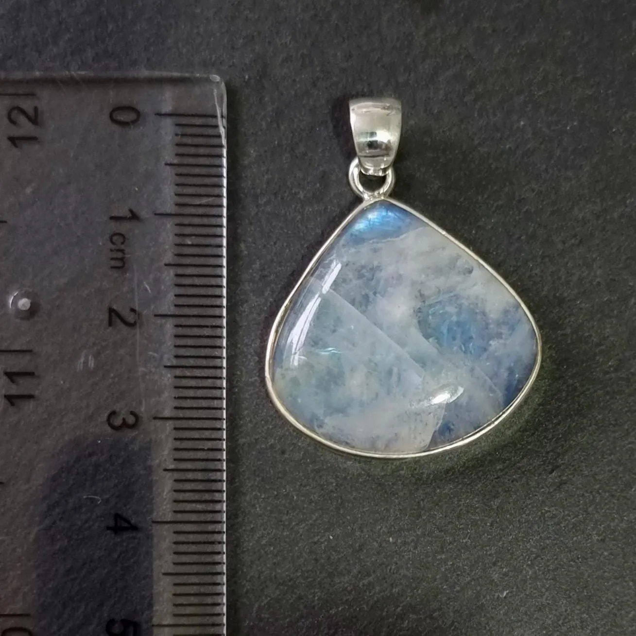 Large Wide Teardrop Blue Moonstone 925 Sterling Silver Pendant, MP28
