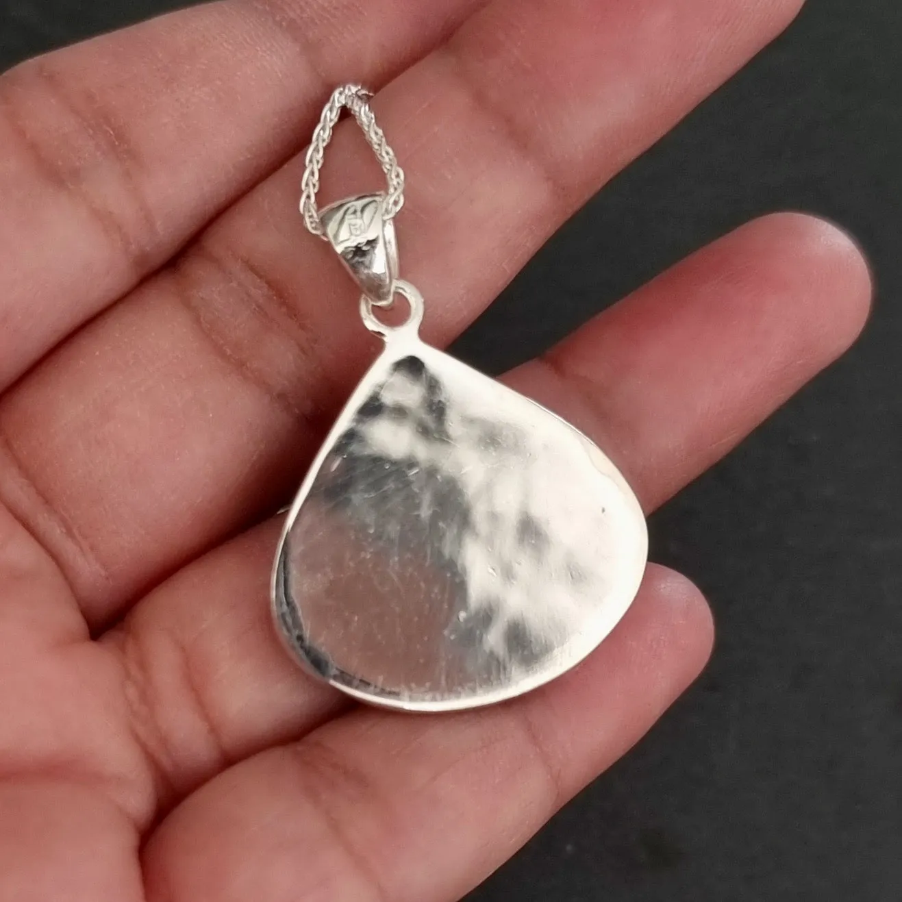 Large Wide Teardrop Blue Moonstone 925 Sterling Silver Pendant, MP28
