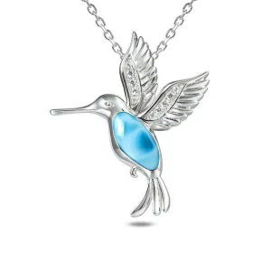 Larimar Flying Hummingbird Pendant