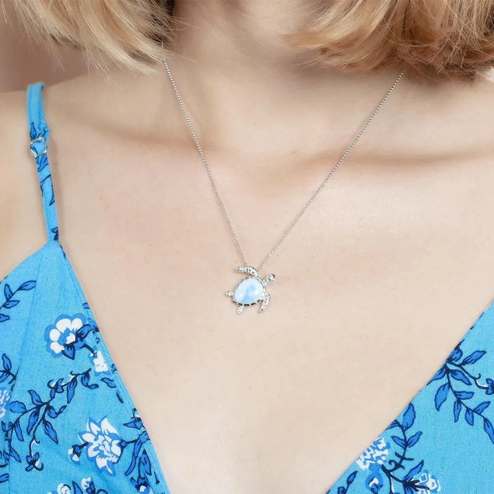 Larimar Swimming Honu Pendant