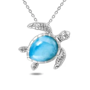 Larimar Swimming Honu Pendant