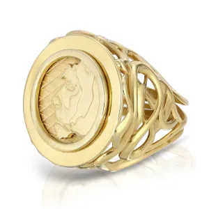 Lioness Coin Ring, Plated