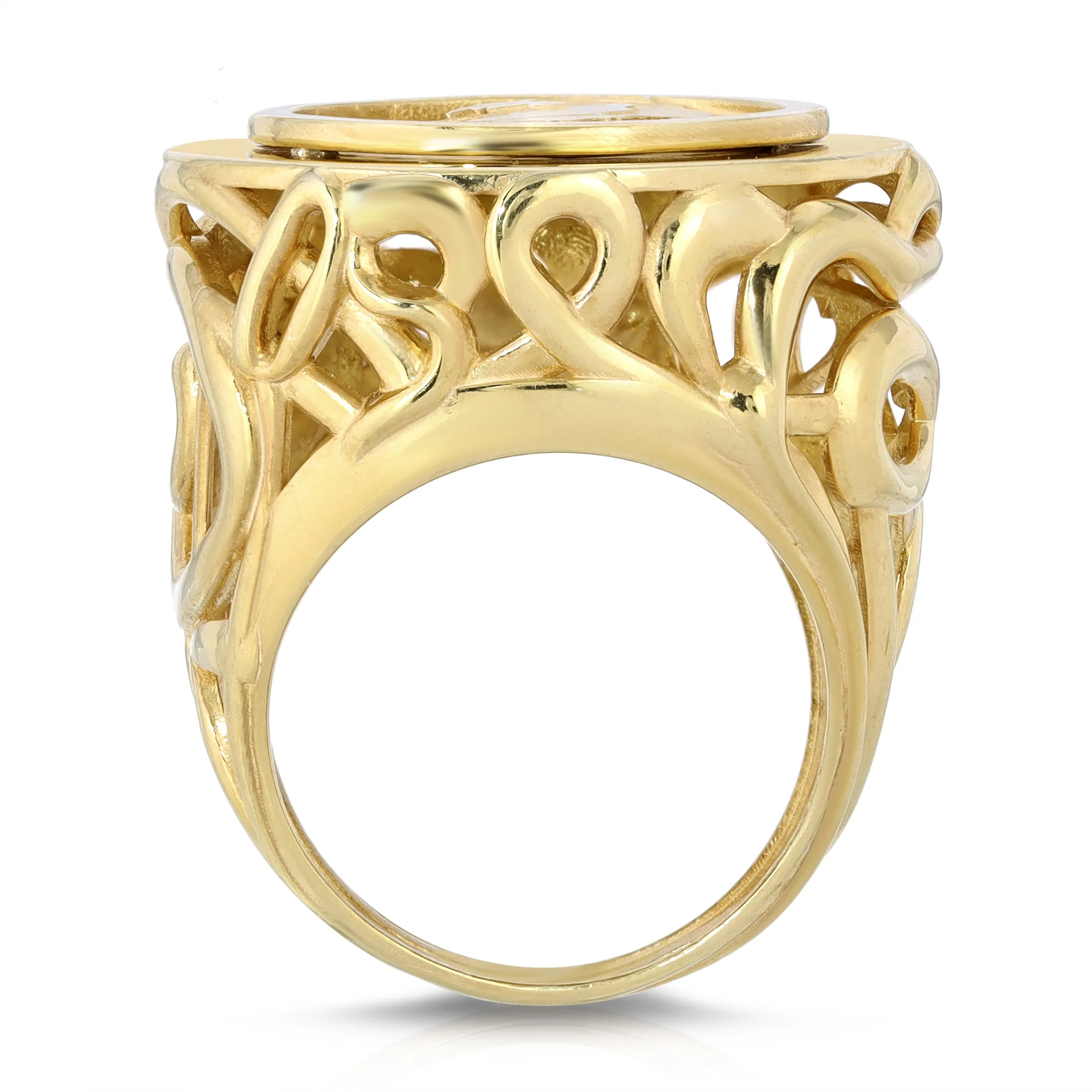 Lioness Coin Ring, Plated