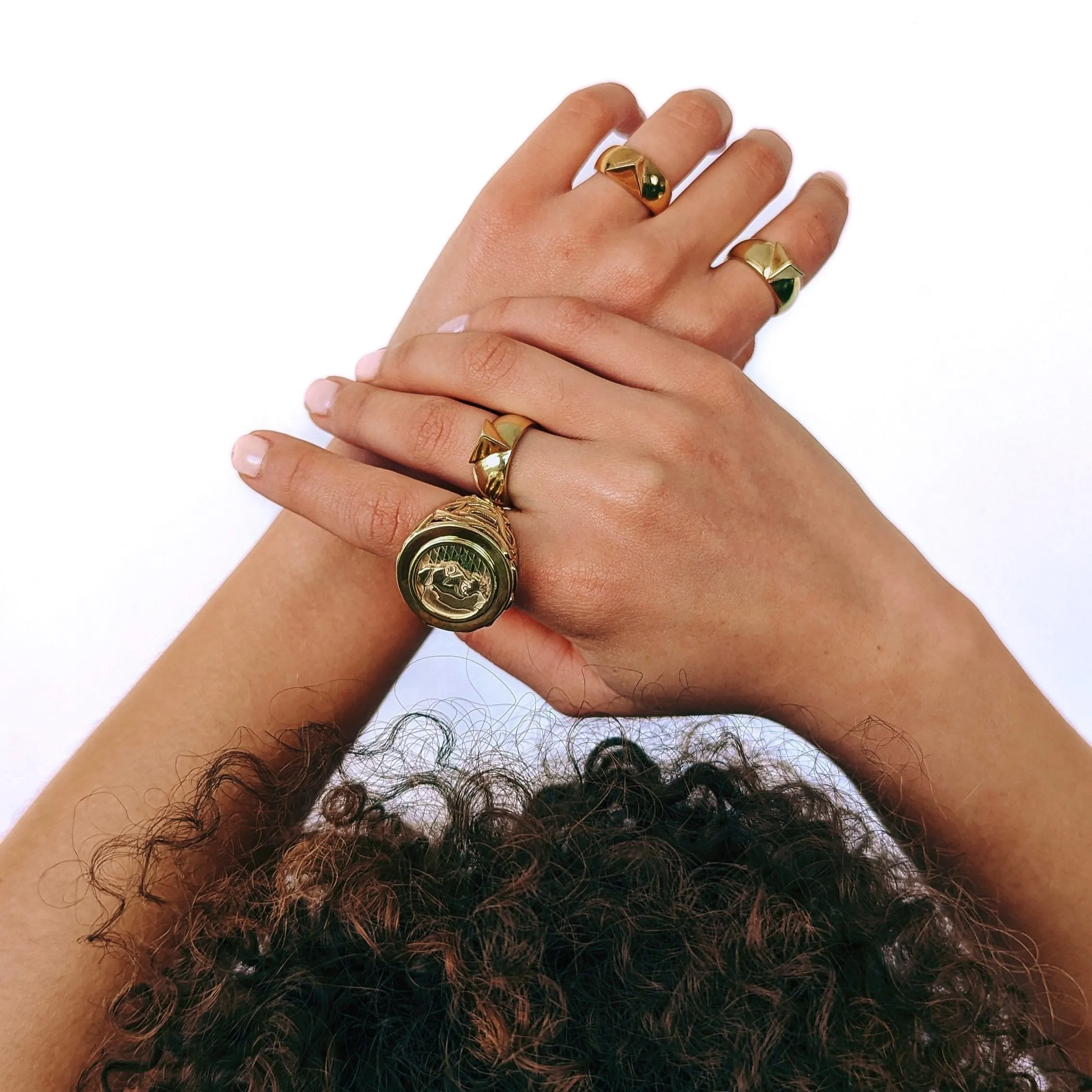 Lioness Coin Ring, Plated