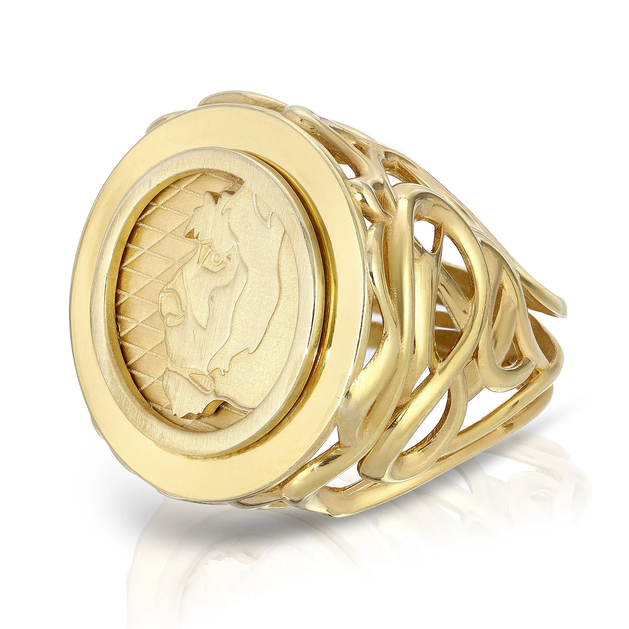 Lioness Coin Ring, Plated