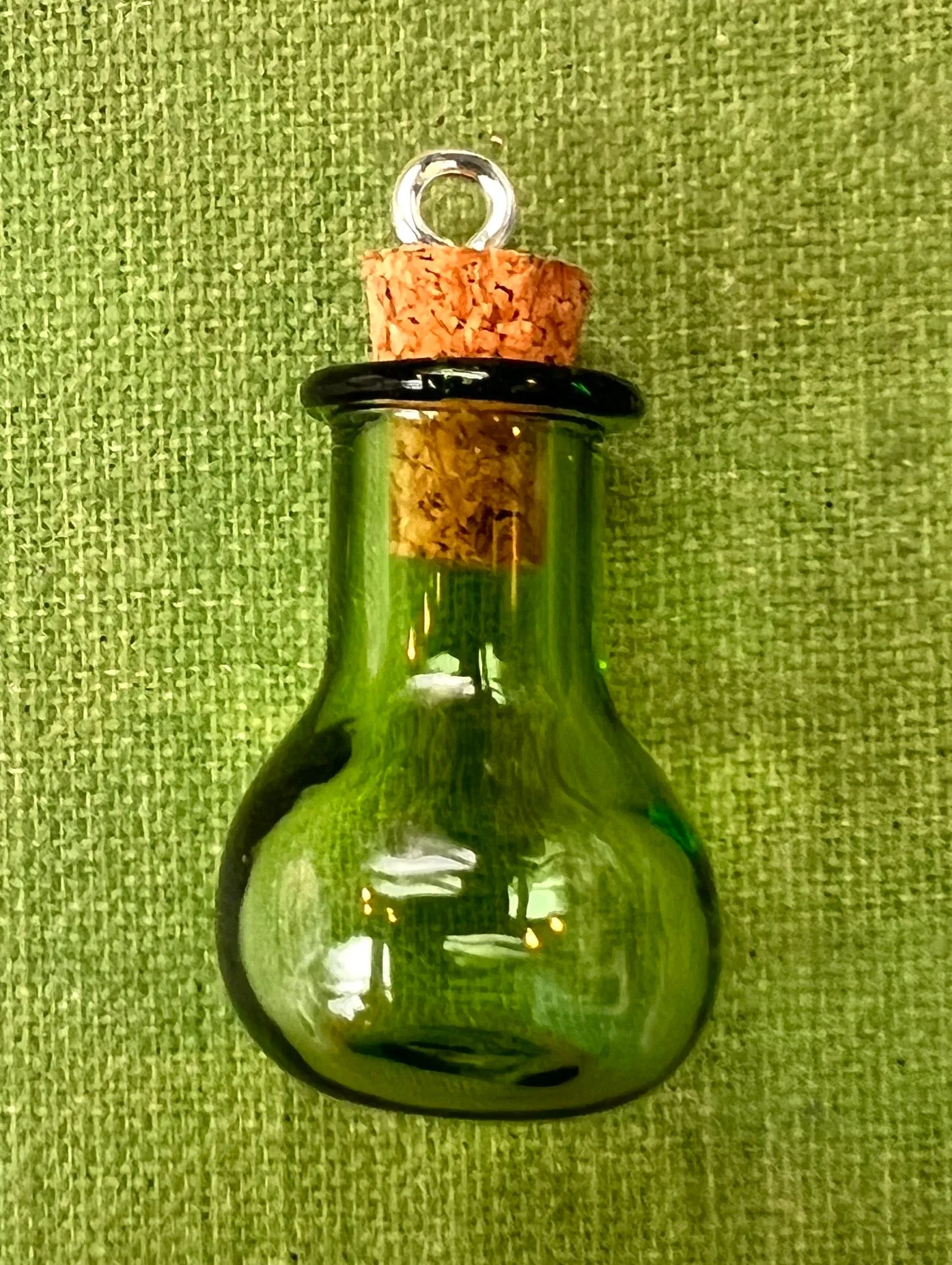Little Glass Bottle with Cork Pendants - Choice of Colours and Shapes