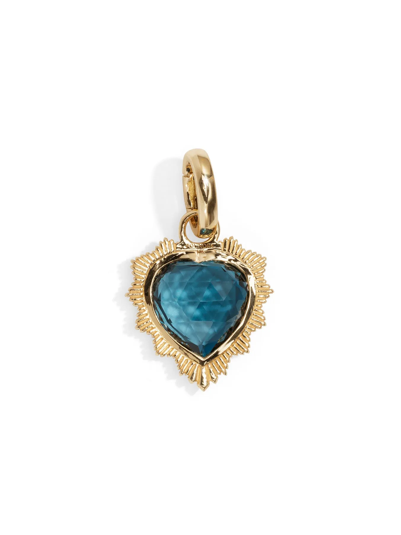 London Blue Topaz Heart Medallion with Oval Pushgate
