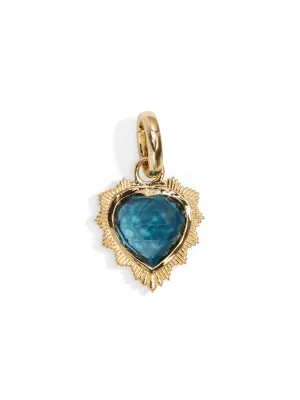 London Blue Topaz Heart Medallion with Oval Pushgate