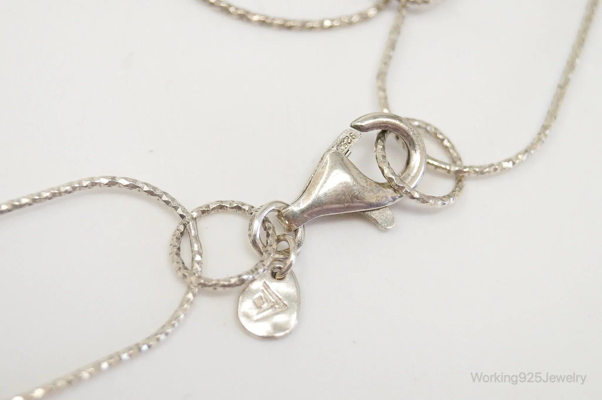 Long Designer Silpada Oval Link Textured Sterling Silver Necklace