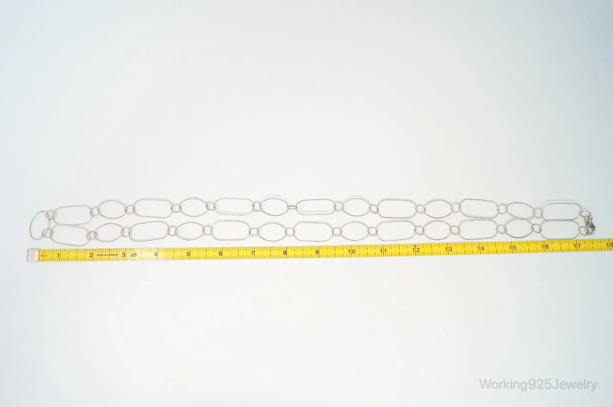 Long Designer Silpada Oval Link Textured Sterling Silver Necklace