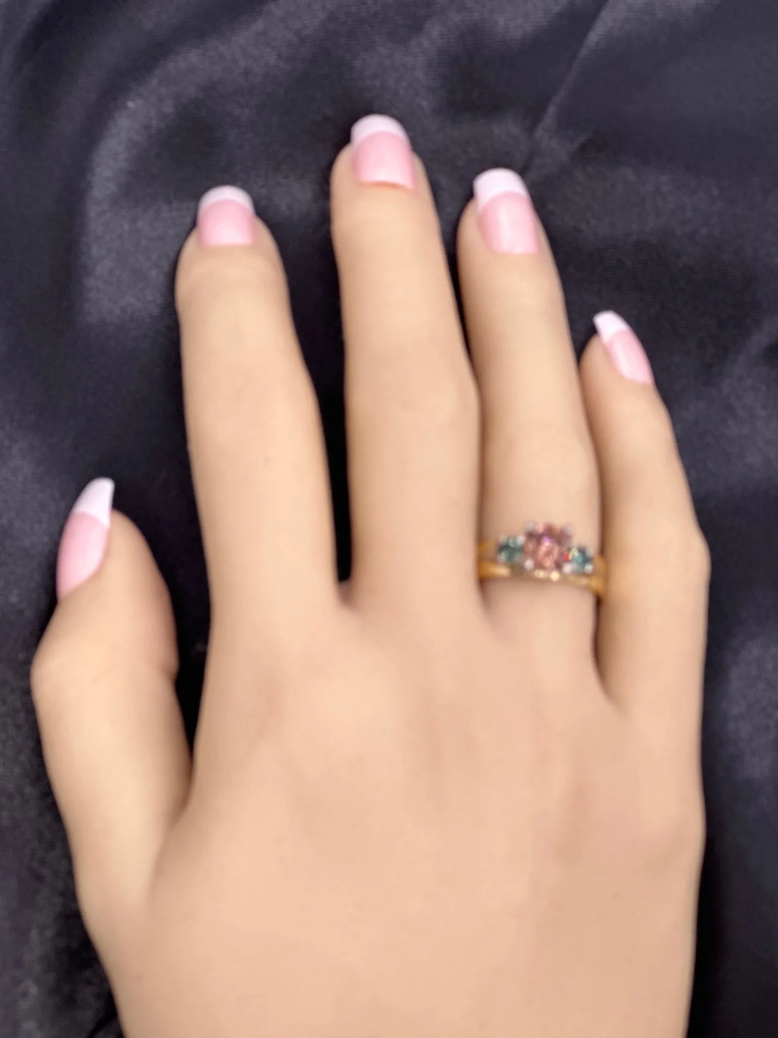Love at its Purist - 18ct Yellow & White Gold 3 stone Zircon & Sapphire Ring