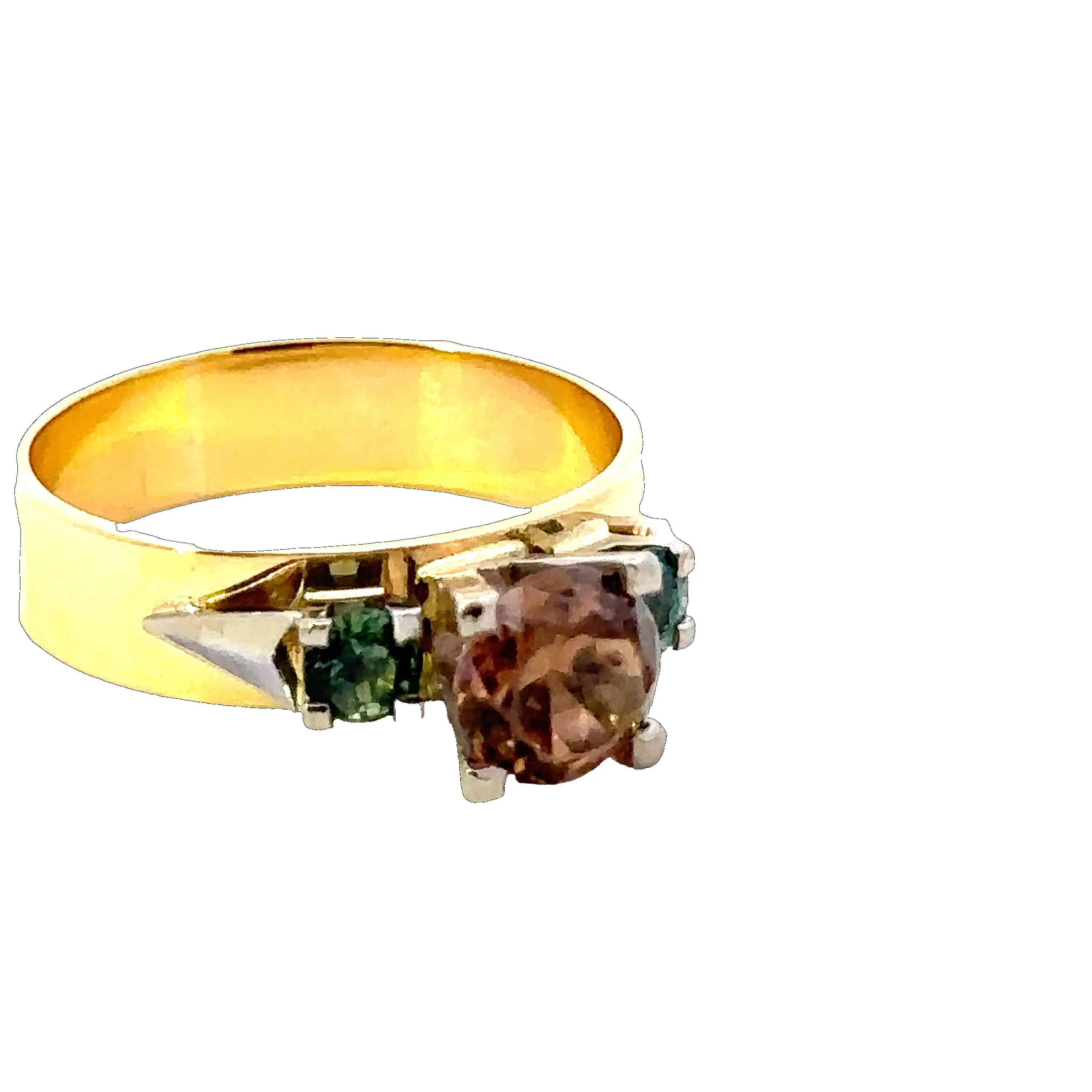 Love at its Purist - 18ct Yellow & White Gold 3 stone Zircon & Sapphire Ring