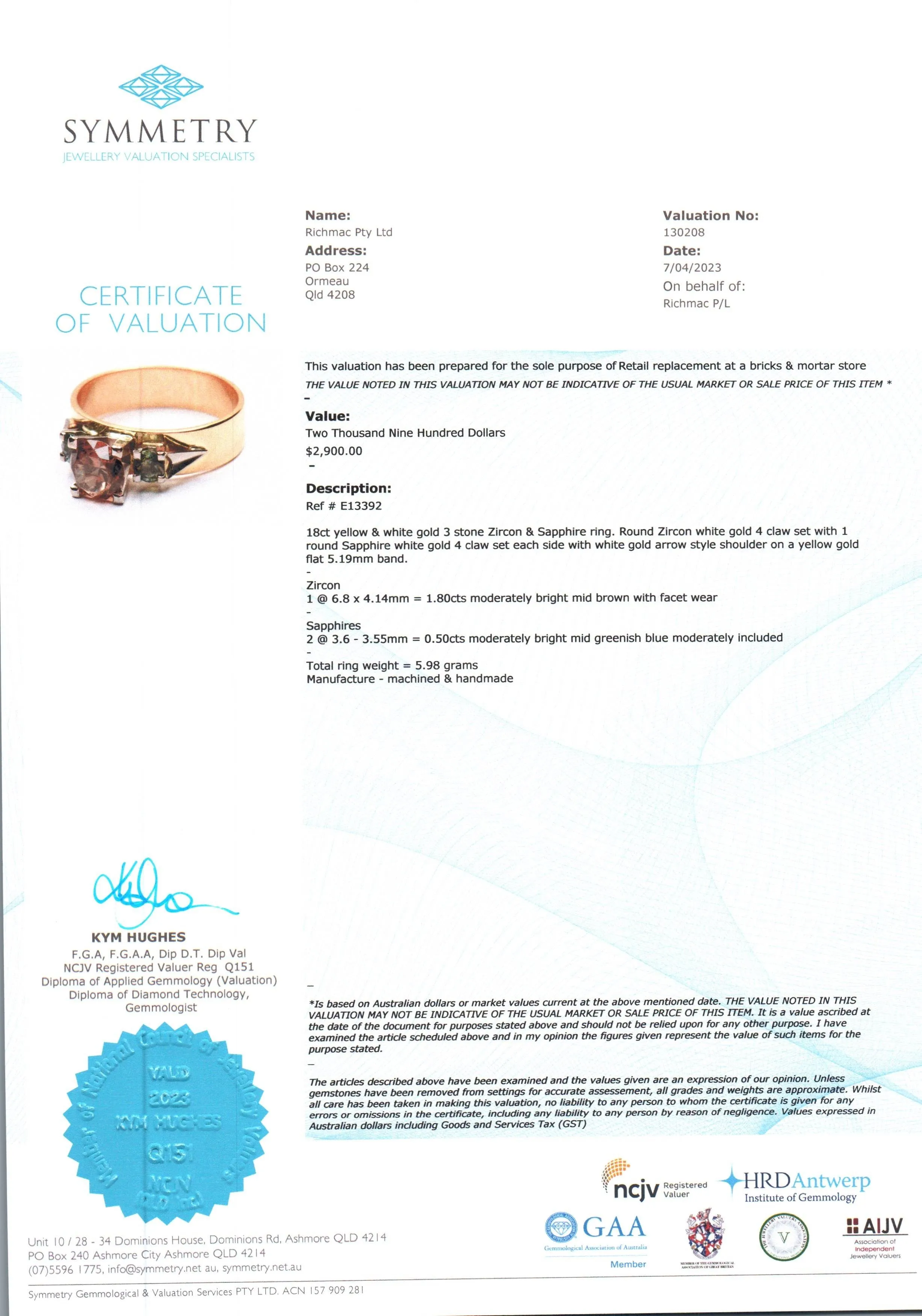Love at its Purist - 18ct Yellow & White Gold 3 stone Zircon & Sapphire Ring