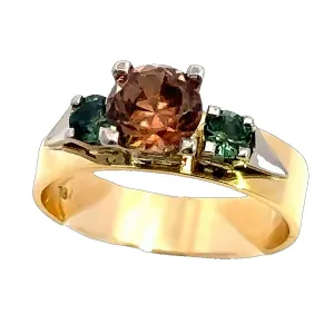Love at its Purist - 18ct Yellow & White Gold 3 stone Zircon & Sapphire Ring