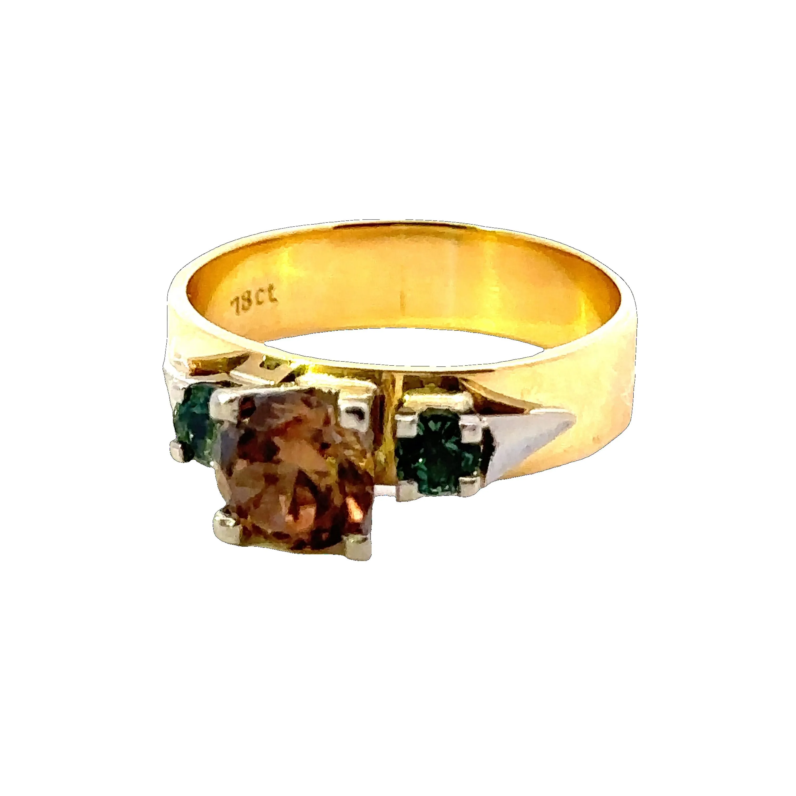 Love at its Purist - 18ct Yellow & White Gold 3 stone Zircon & Sapphire Ring