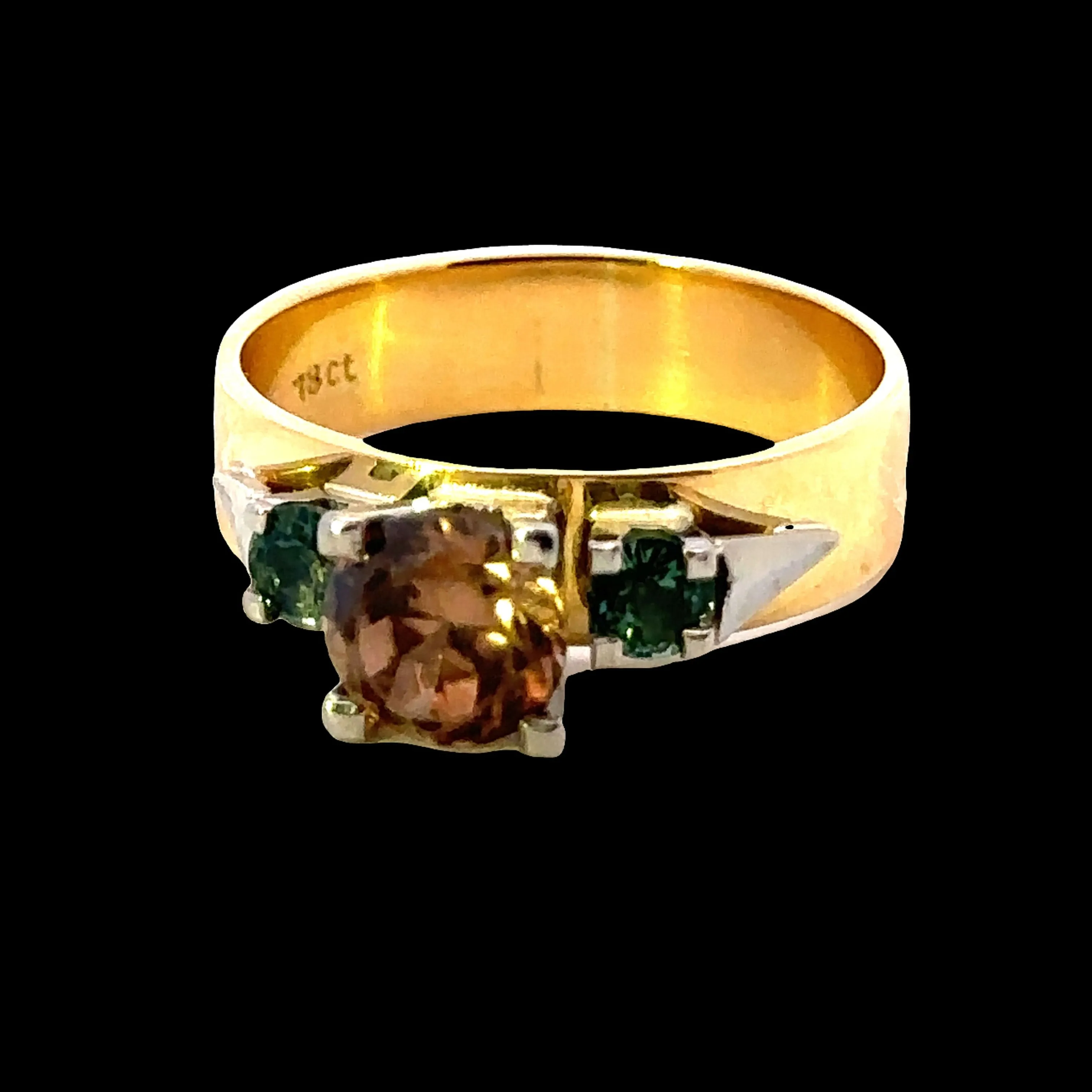 Love at its Purist - 18ct Yellow & White Gold 3 stone Zircon & Sapphire Ring