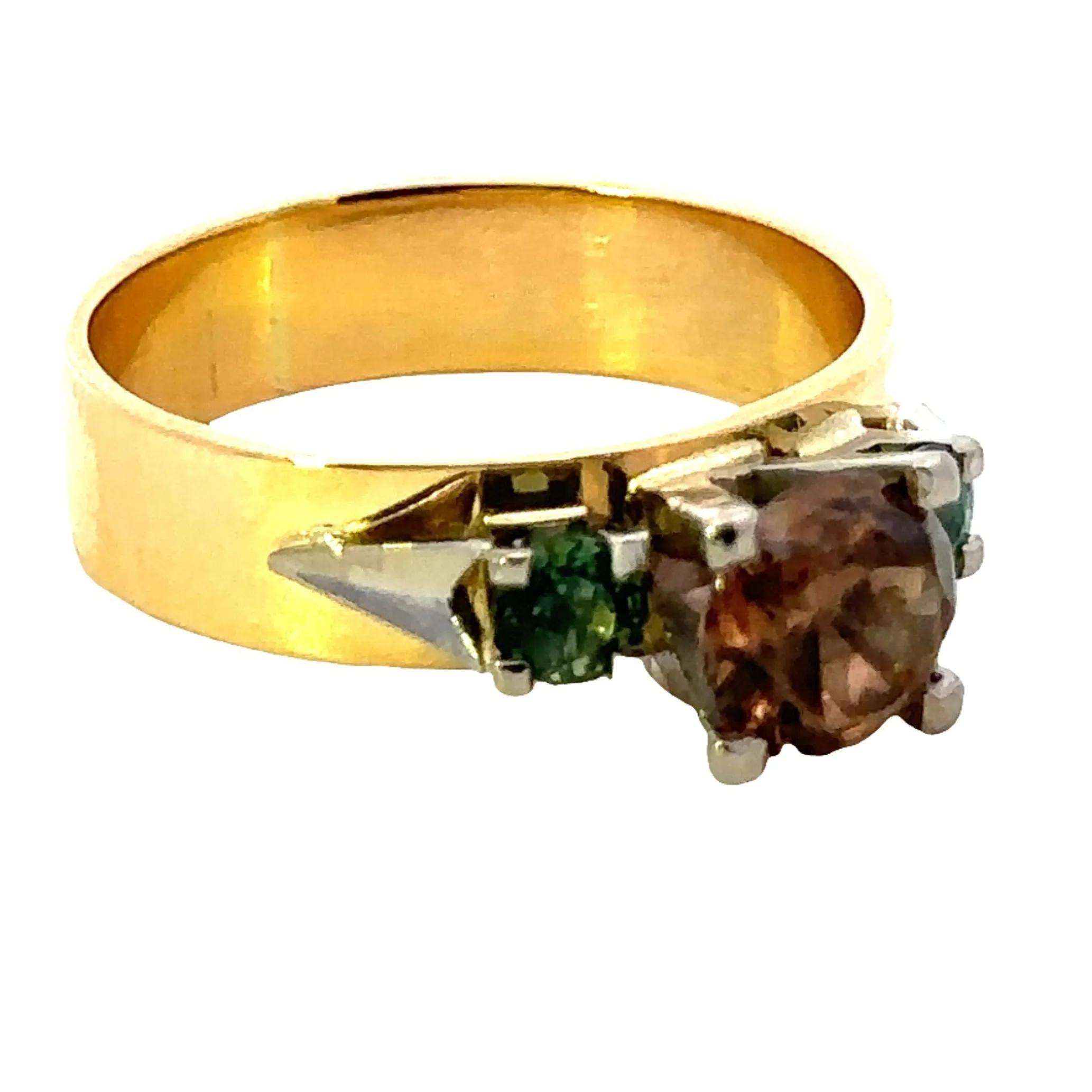 Love at its Purist - 18ct Yellow & White Gold 3 stone Zircon & Sapphire Ring