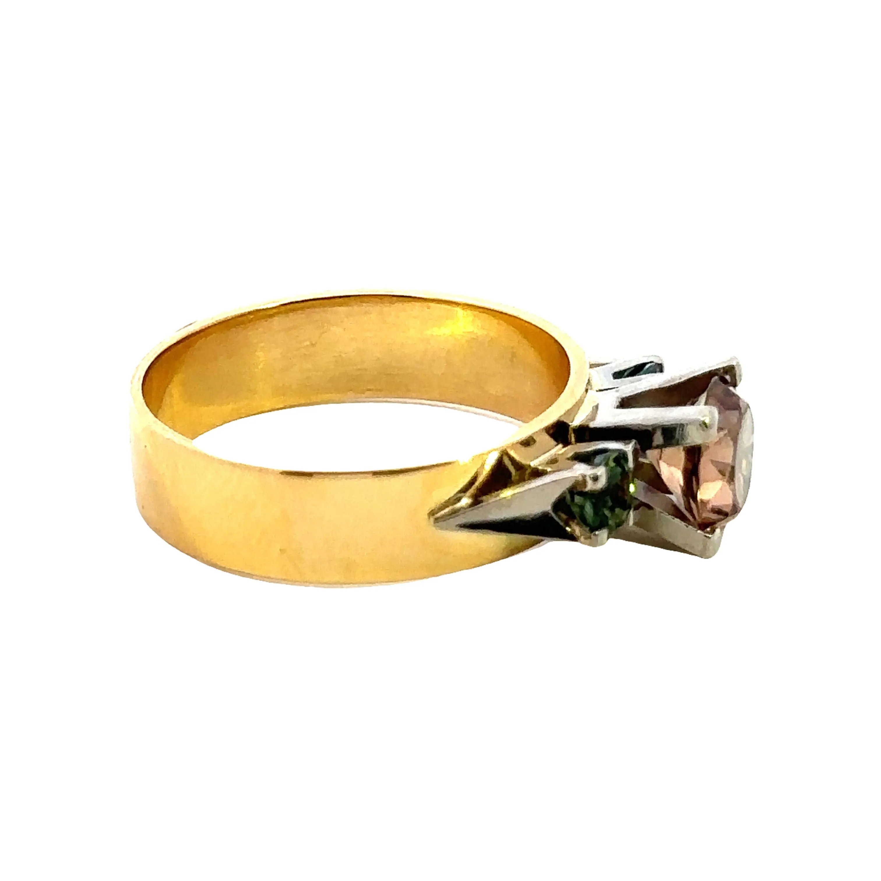 Love at its Purist - 18ct Yellow & White Gold 3 stone Zircon & Sapphire Ring