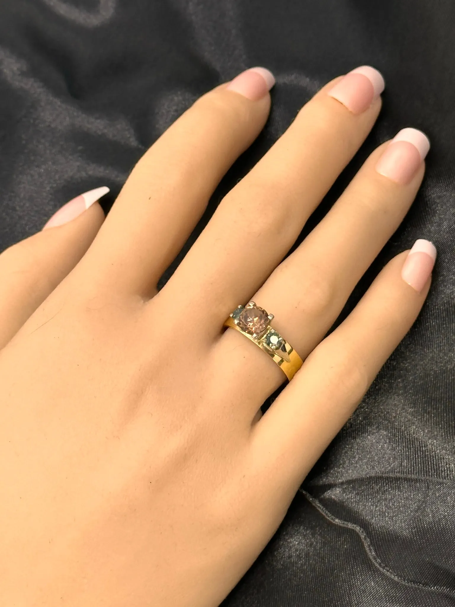 Love at its Purist - 18ct Yellow & White Gold 3 stone Zircon & Sapphire Ring