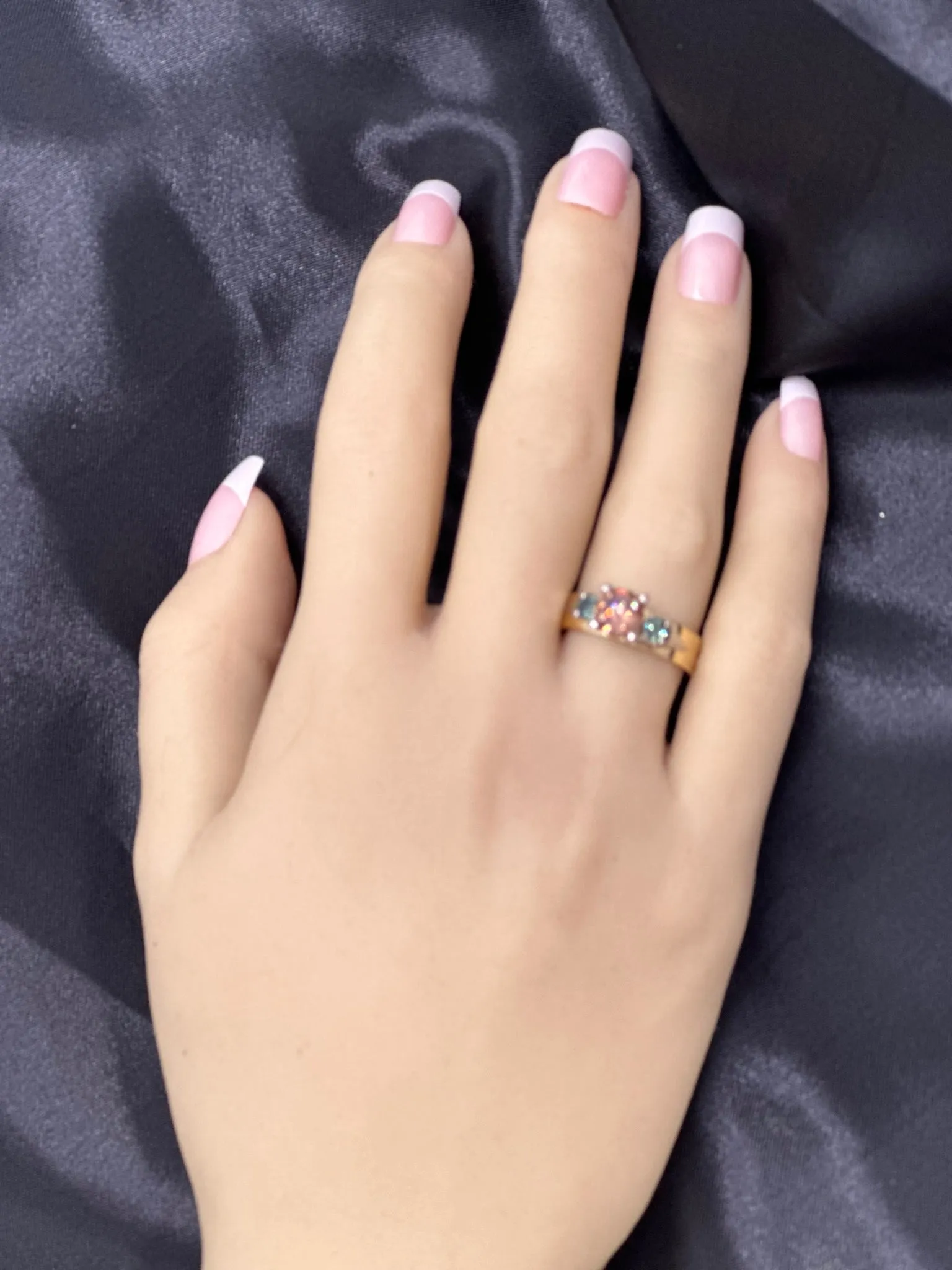 Love at its Purist - 18ct Yellow & White Gold 3 stone Zircon & Sapphire Ring
