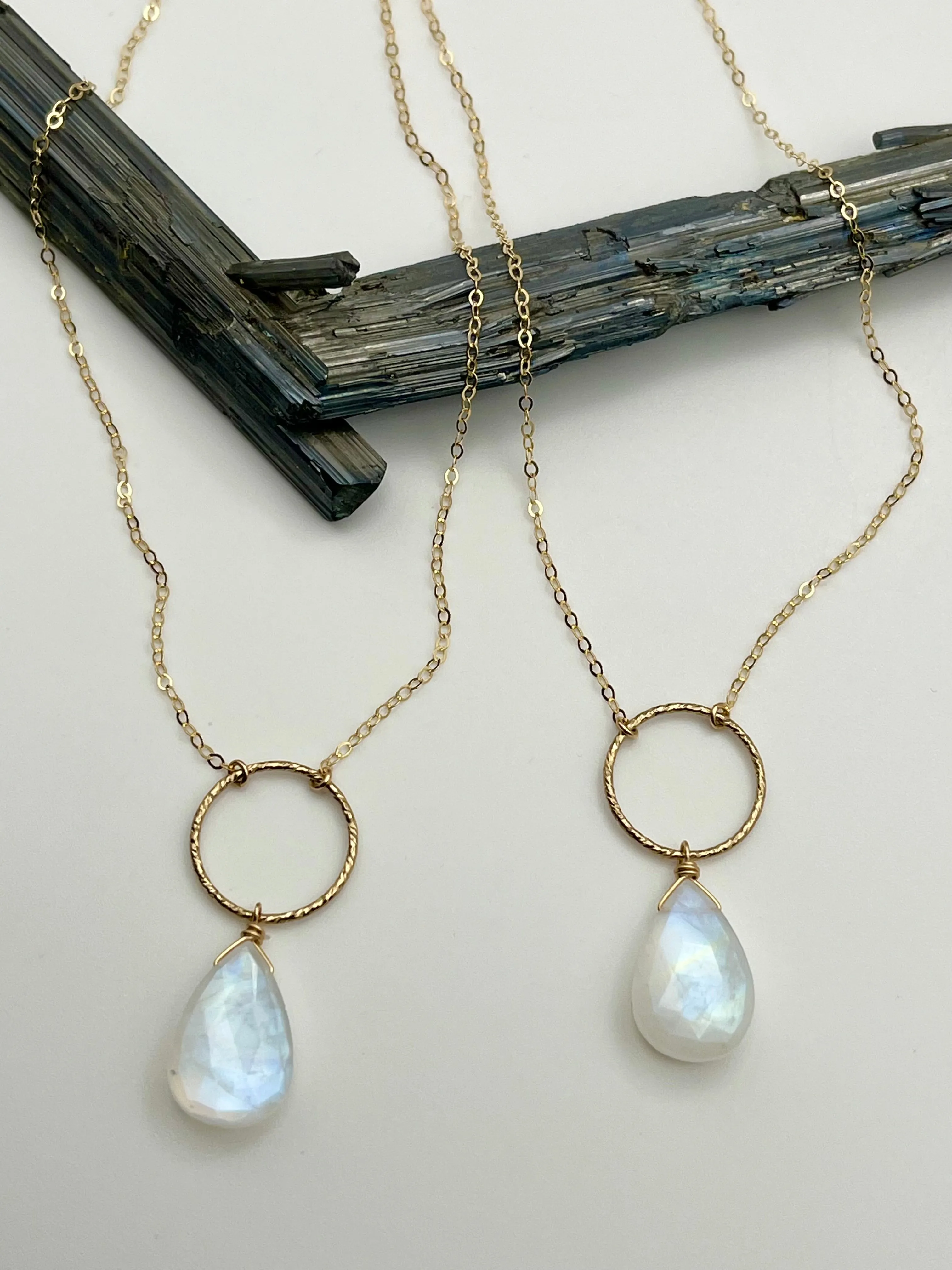 •LUNA• rainbow moonstone   gold necklace (various lengths)