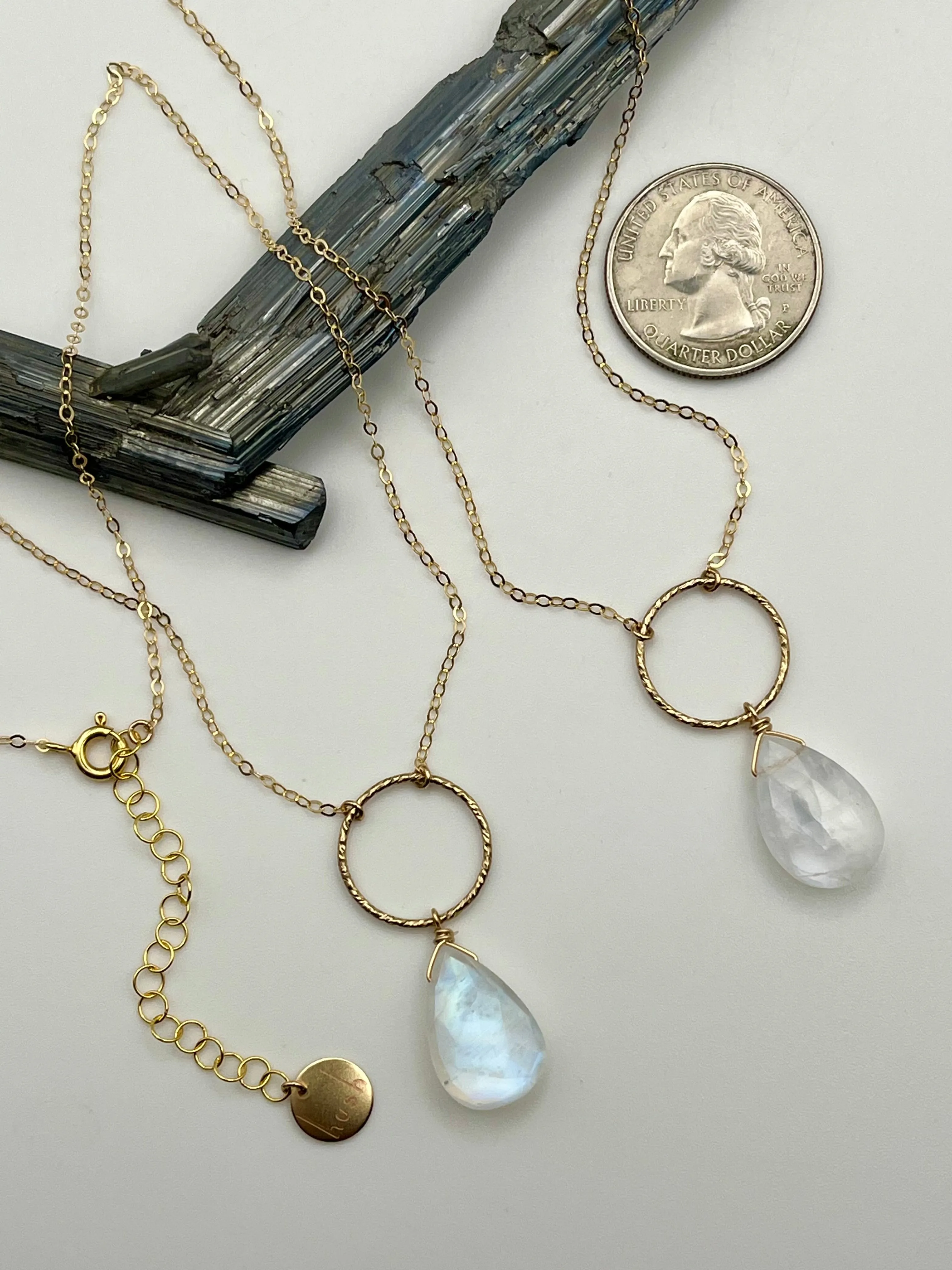 •LUNA• rainbow moonstone   gold necklace (various lengths)