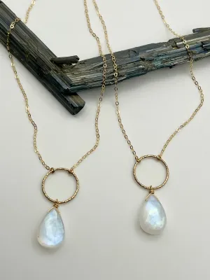 •LUNA• rainbow moonstone   gold necklace (various lengths)