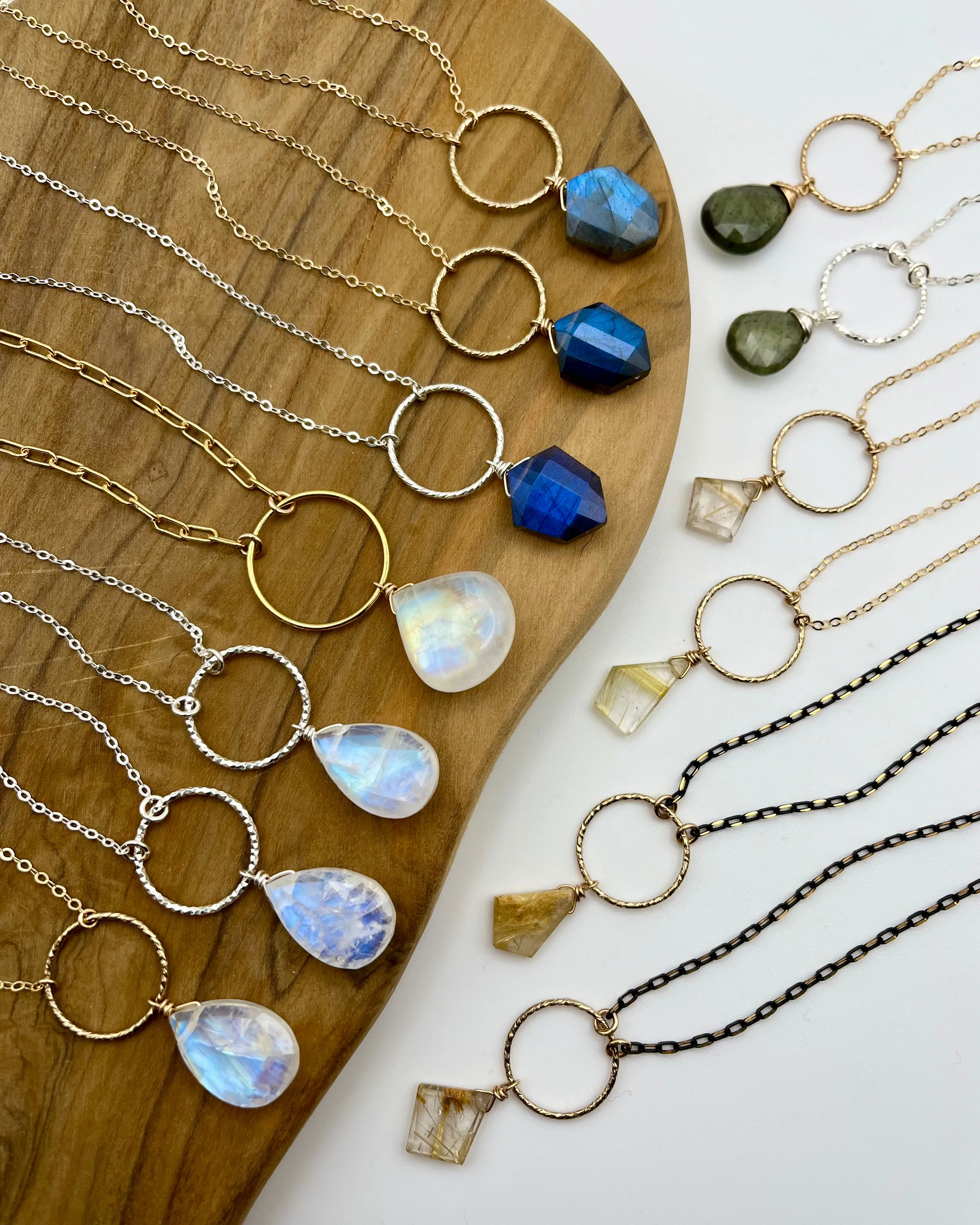 •LUNA• rainbow moonstone   gold necklace (various lengths)