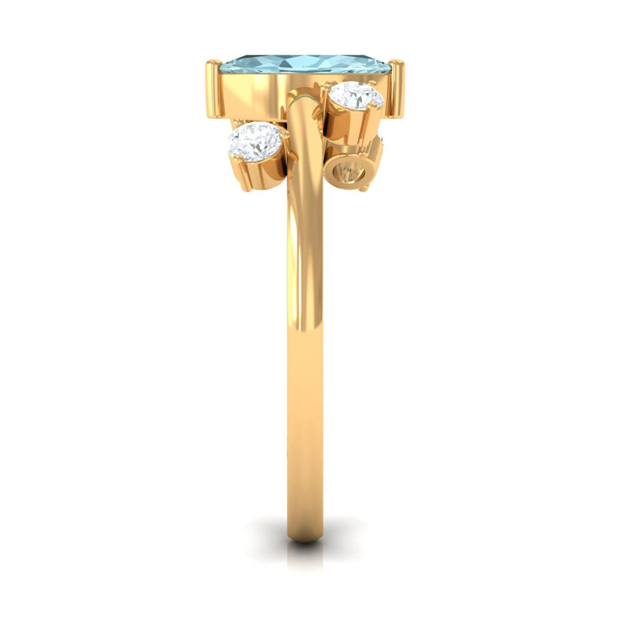 Marquise Cut Solitaire Sky Blue Topaz Ring with Scatter Diamond