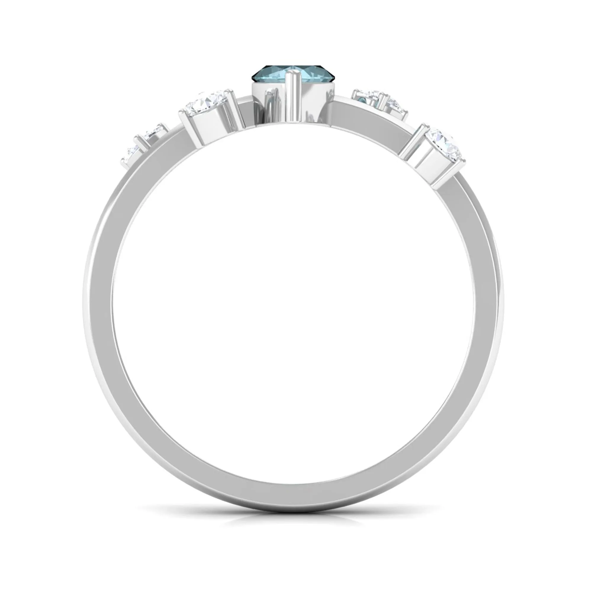 Marquise Cut Solitaire Sky Blue Topaz Ring with Scatter Diamond