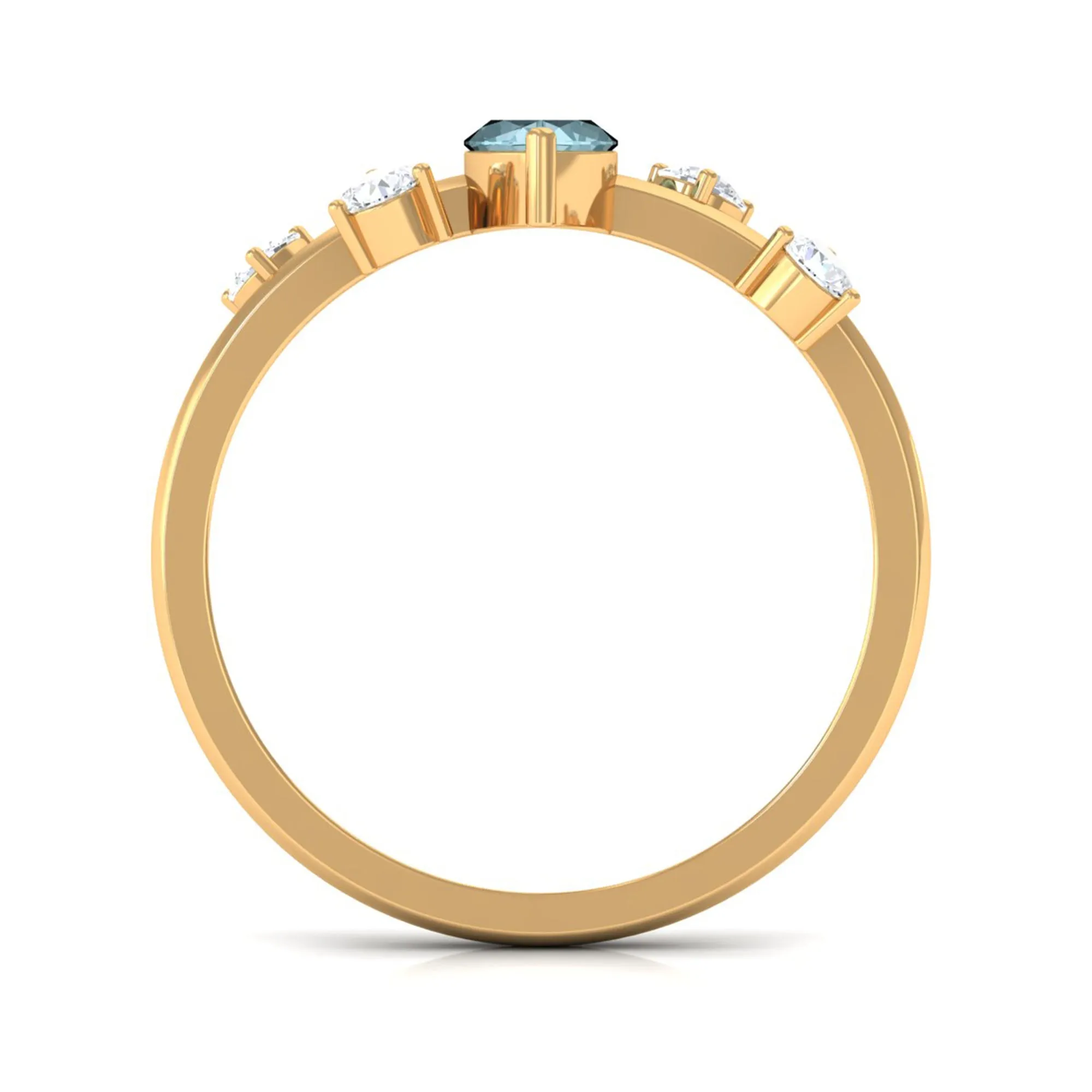 Marquise Cut Solitaire Sky Blue Topaz Ring with Scatter Diamond