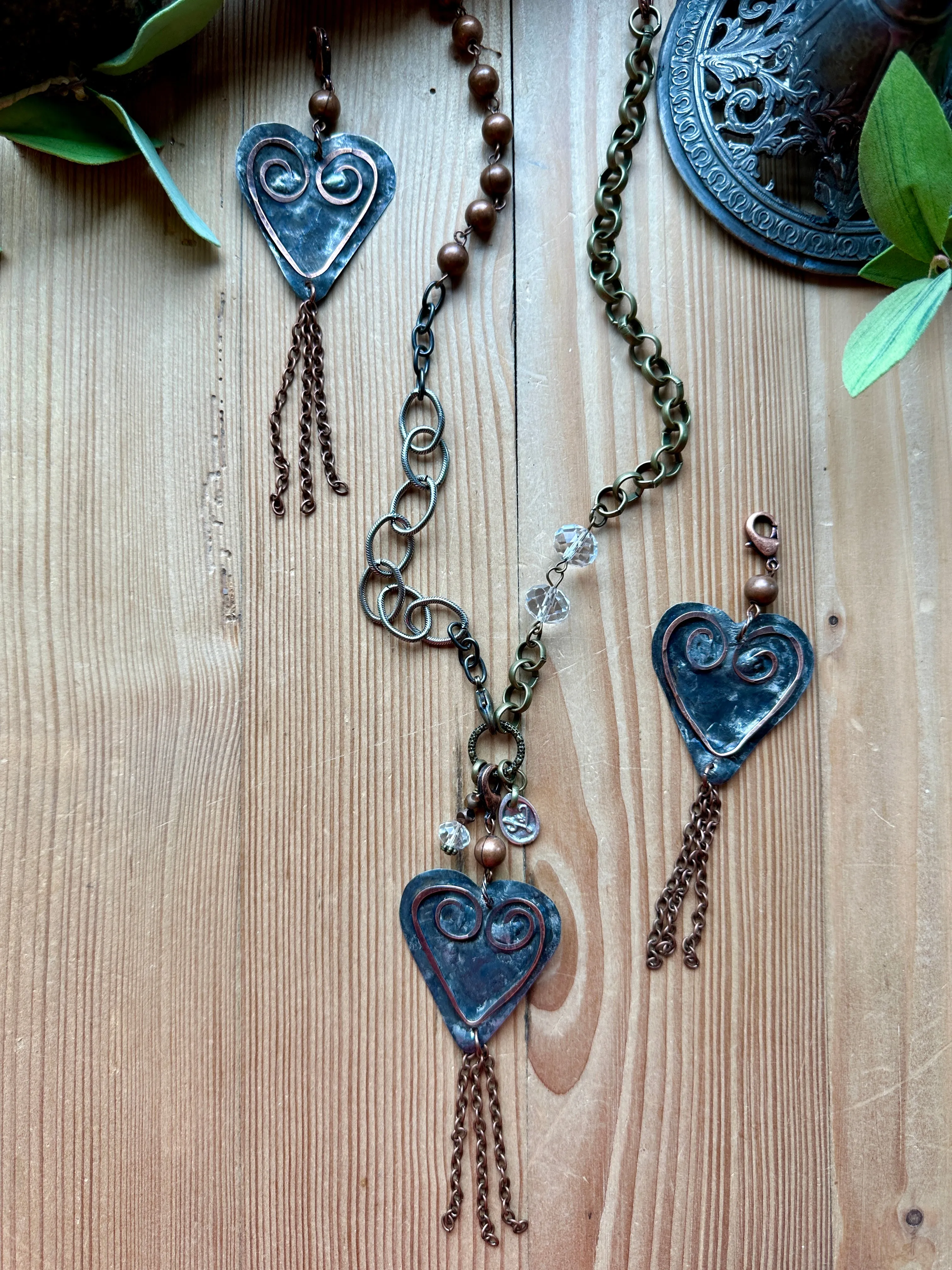Metal & Copper Heart Pendant