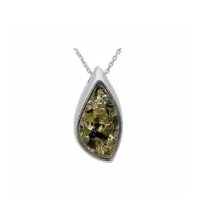 MILENA Necklace Green Amber and Silver