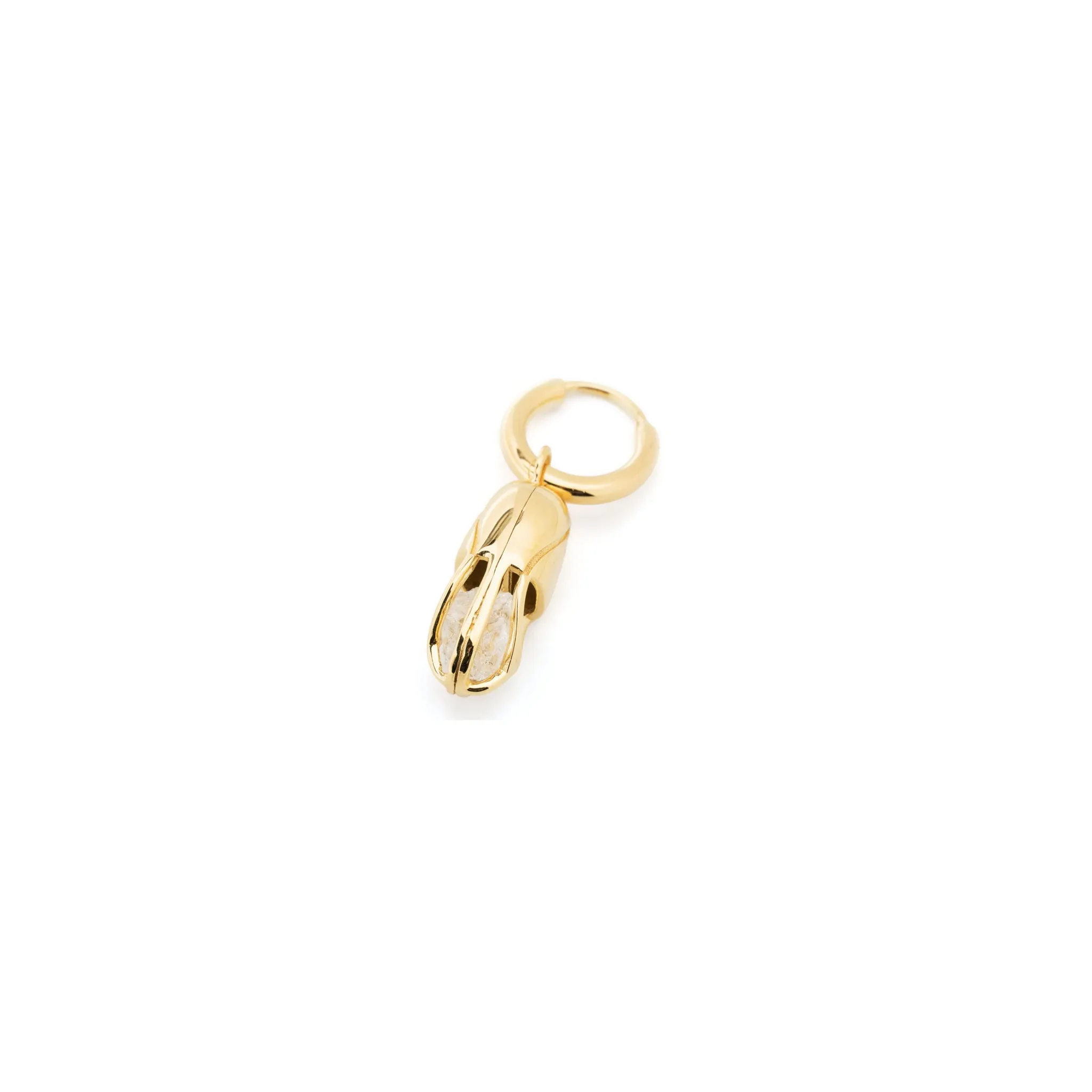 Mini Capsule Crystal Hoop Earring - Clear Quartz, 24kt Gold Vermeil