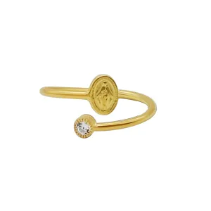 MIRACULOUS MEDAL WITH ZIRCONIA DOT - RING - VERMEIL SILVER