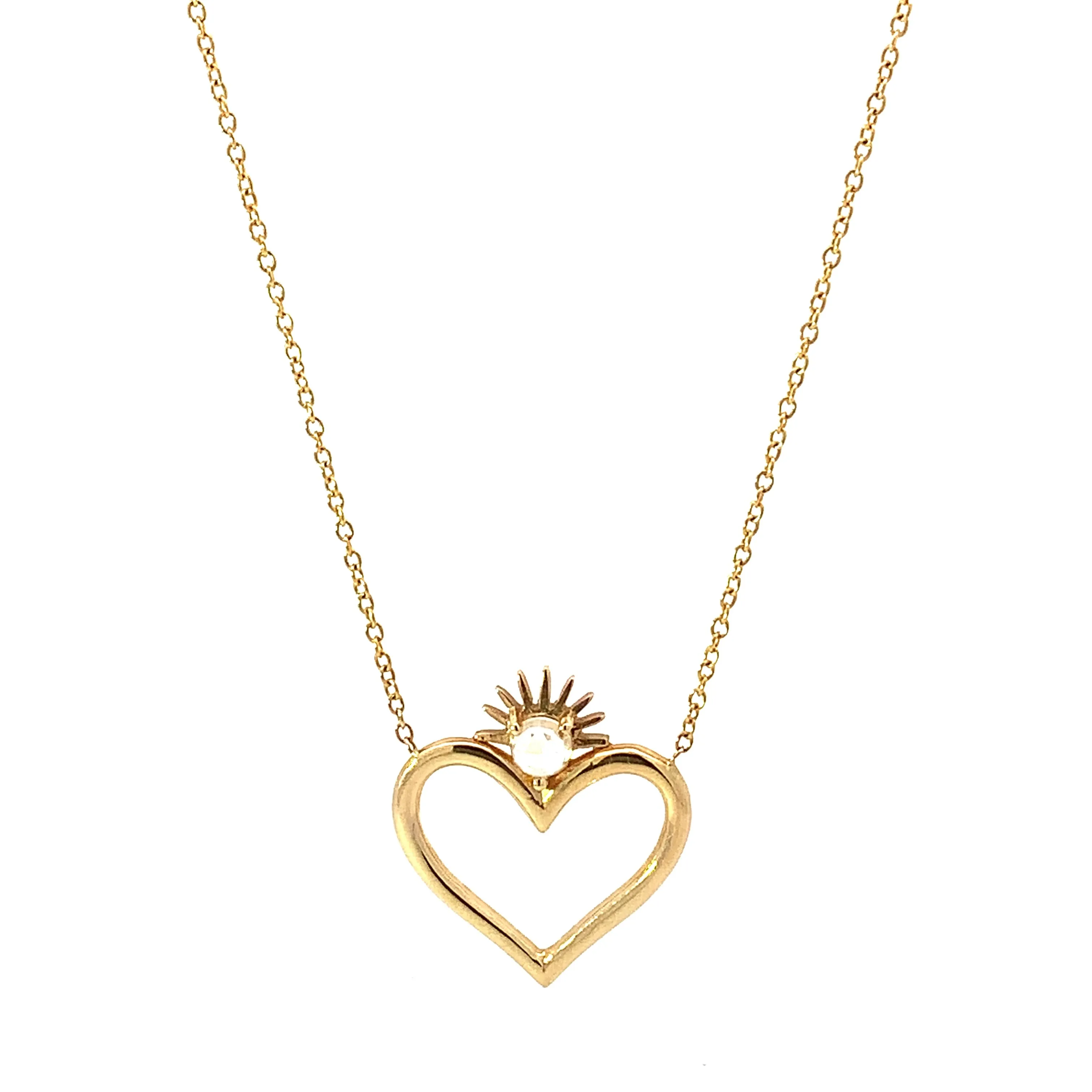 Open Heart Moonstone Necklace - made to order