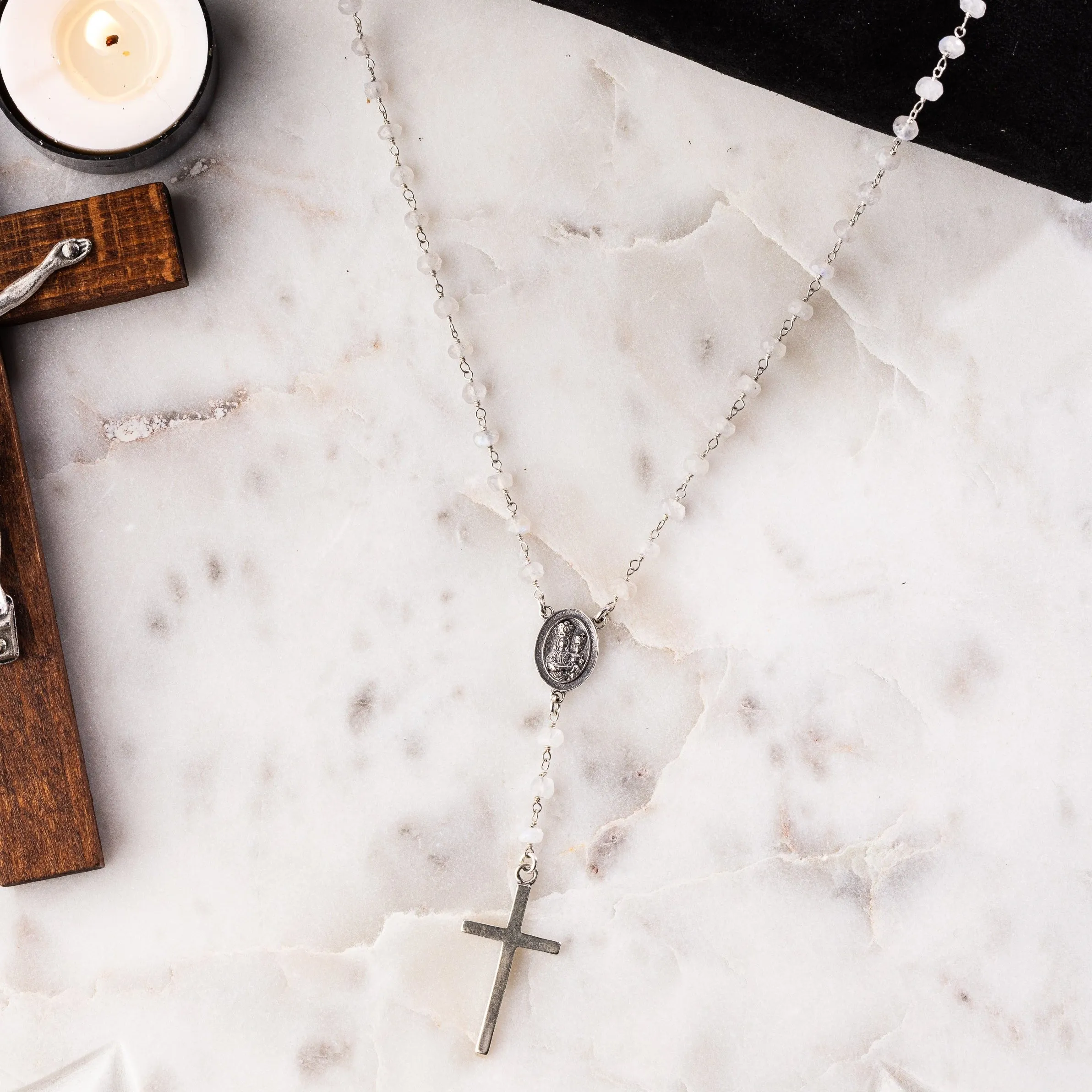 Our Lady of Prompt Succor New Orleans Gemstone Rosary Signature Necklace