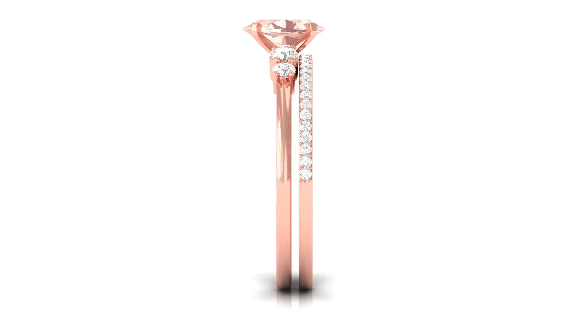Oval Morganite Solitaire Ring Set with Diamond