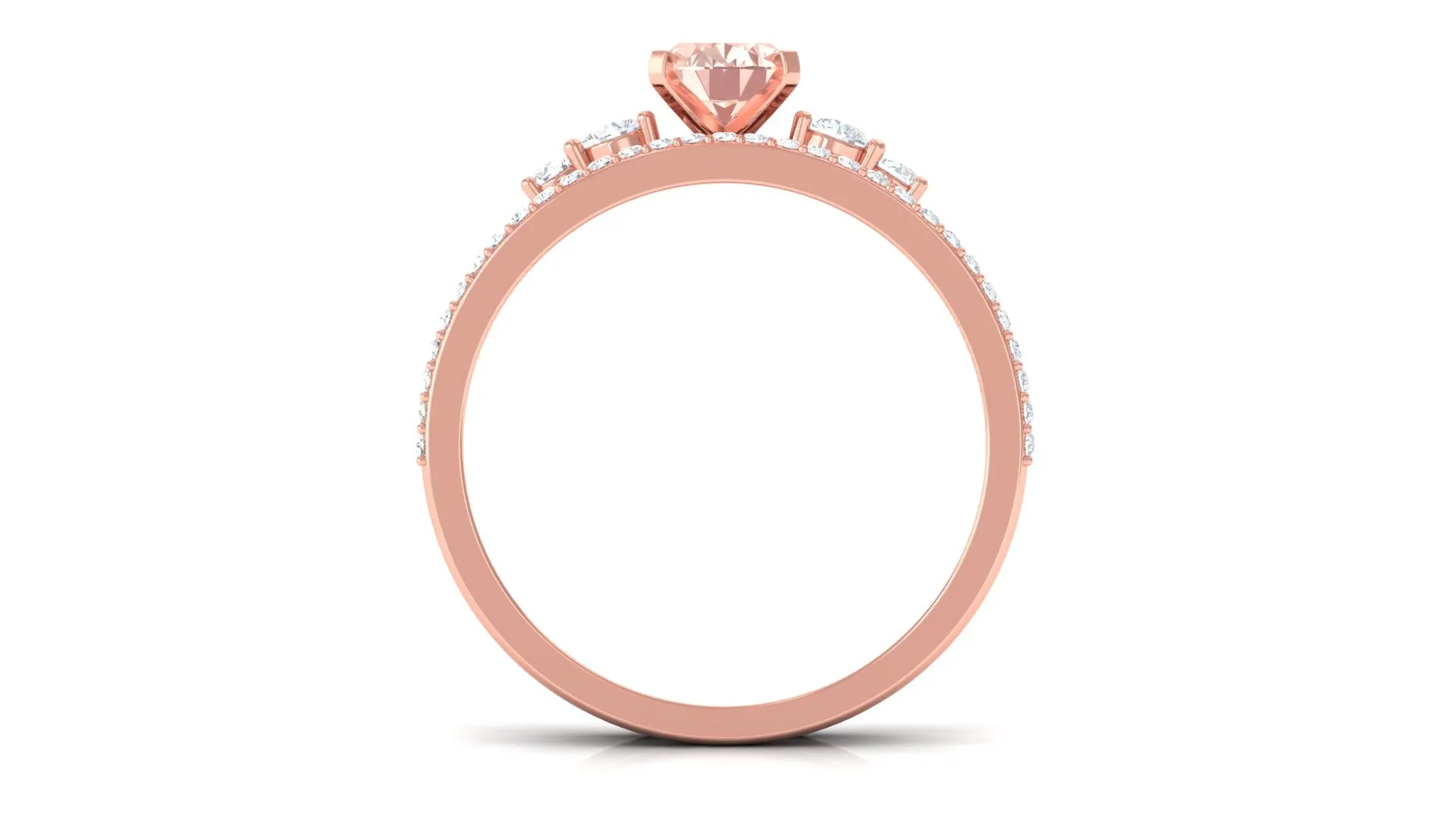 Oval Morganite Solitaire Ring Set with Diamond