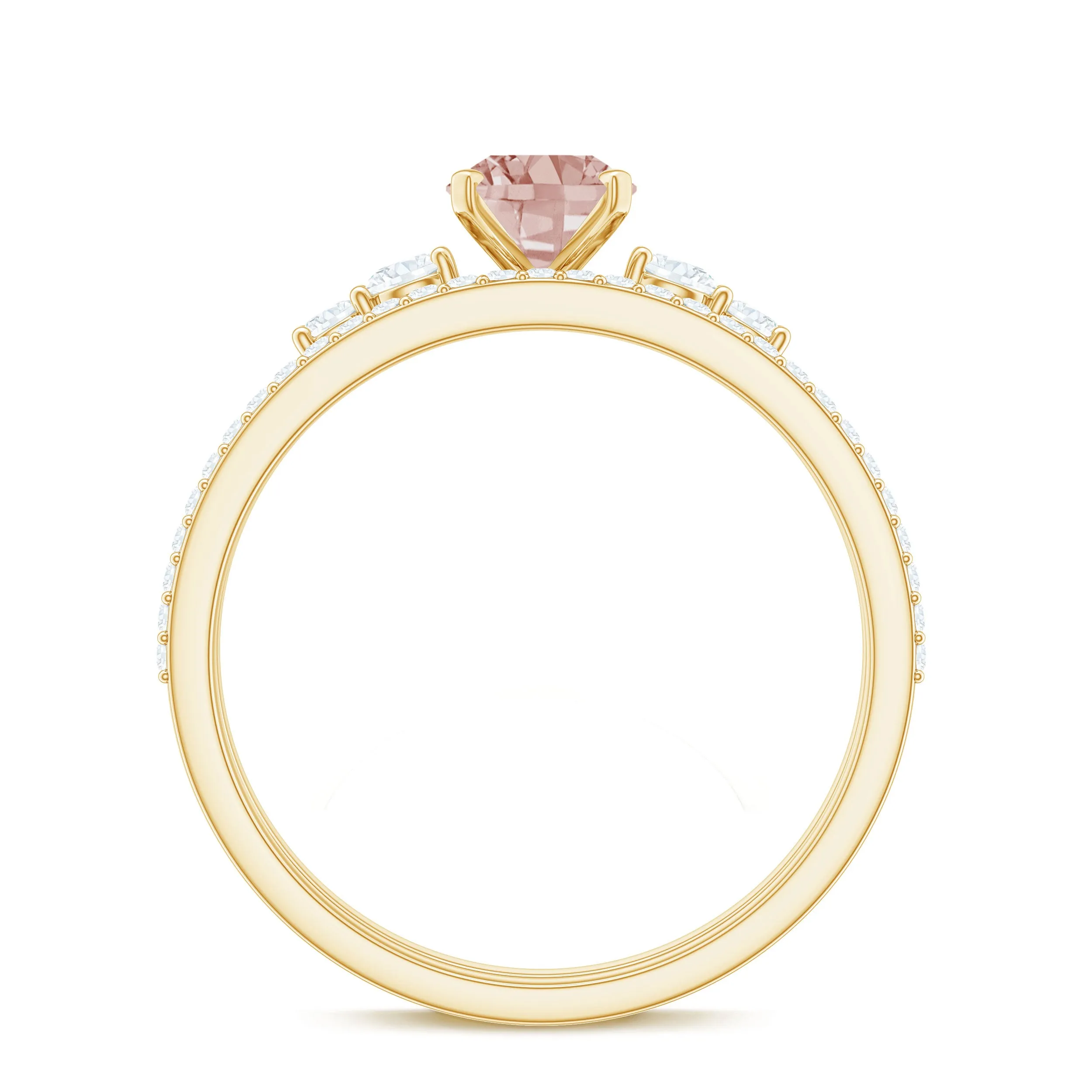 Oval Morganite Solitaire Ring Set with Diamond