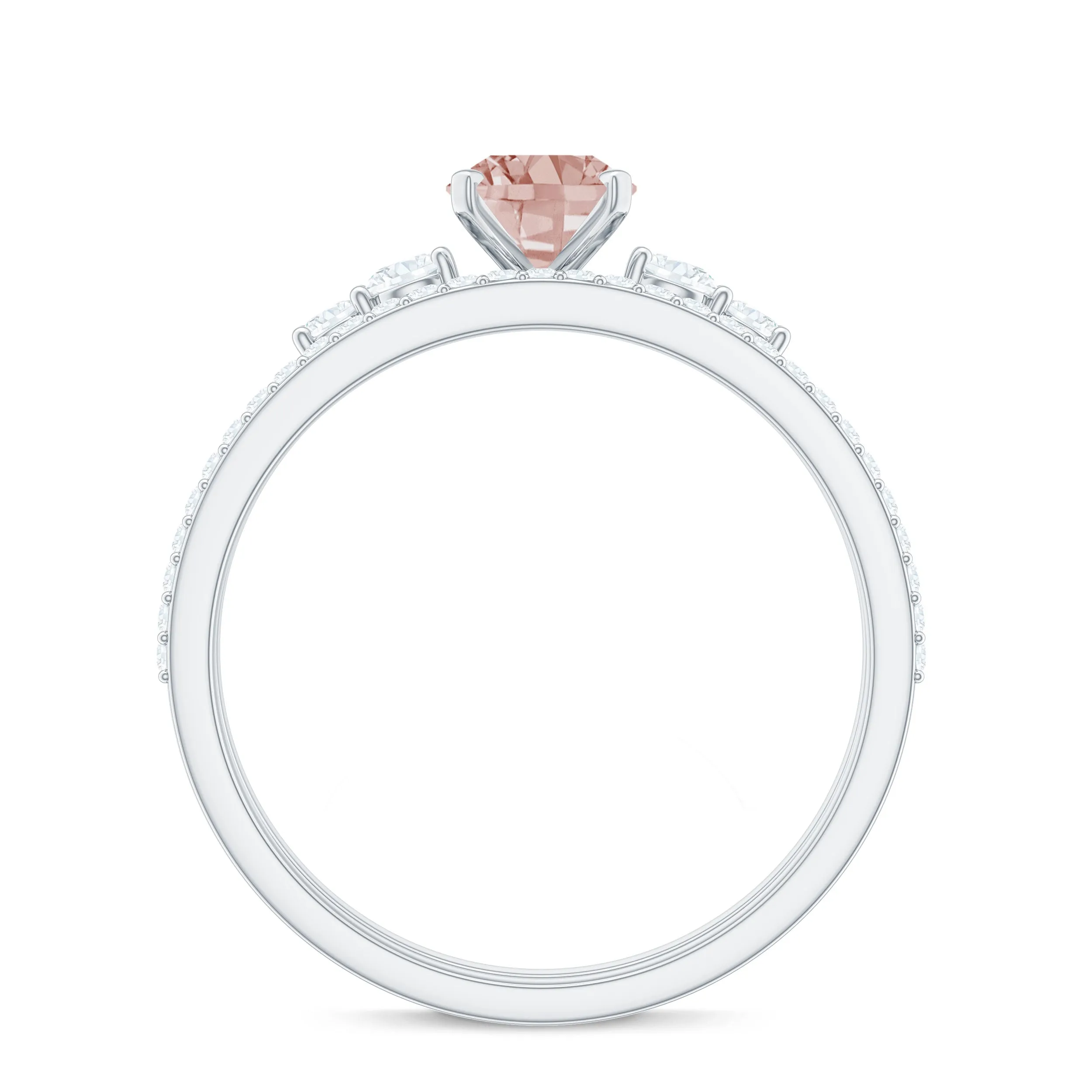 Oval Morganite Solitaire Ring Set with Diamond
