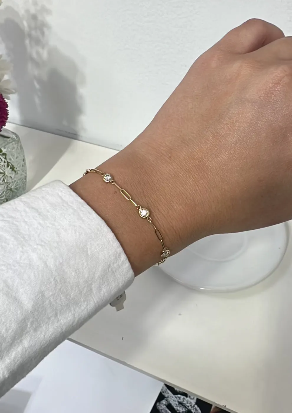 Paperclip and Diamond Bracelet