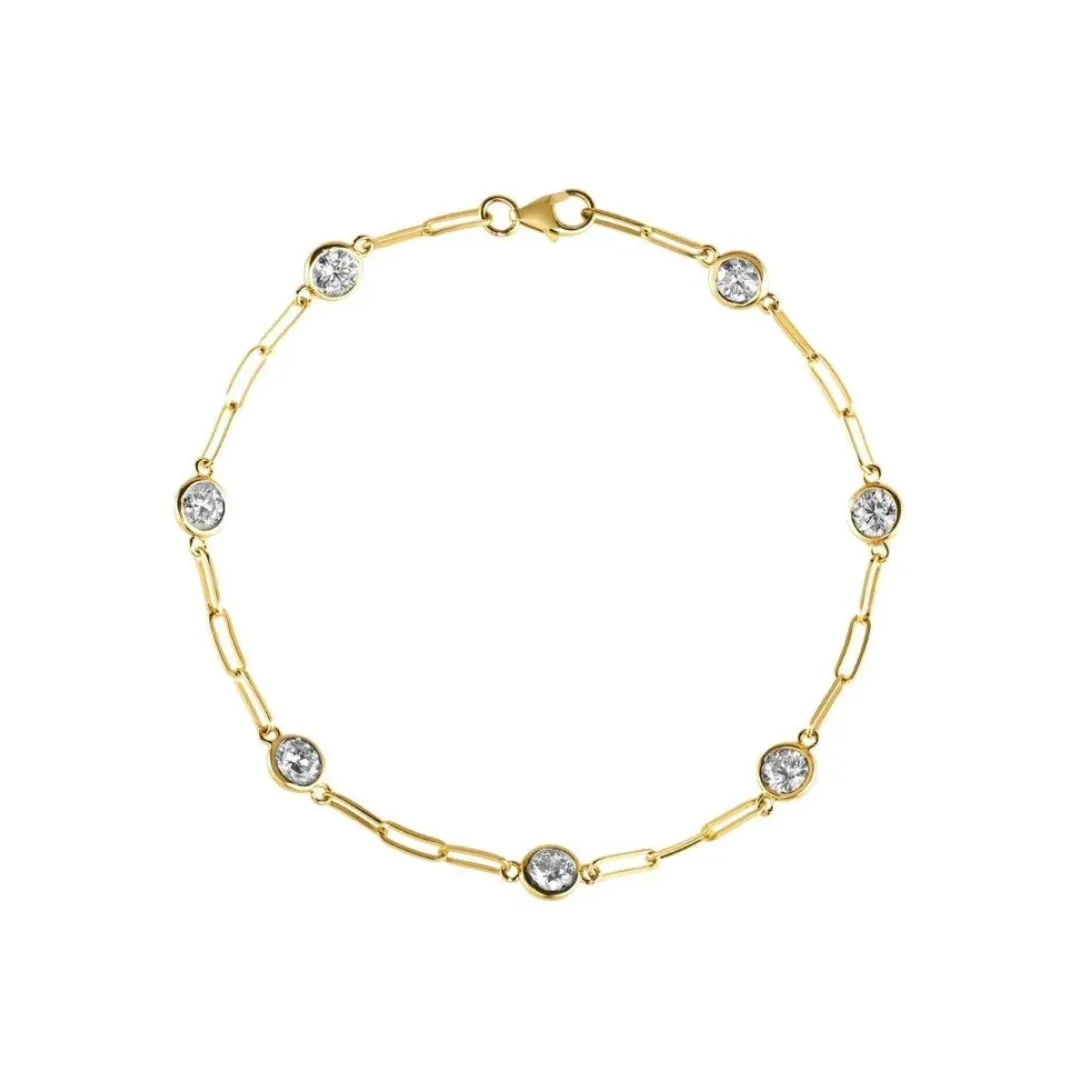 Paperclip and Diamond Bracelet