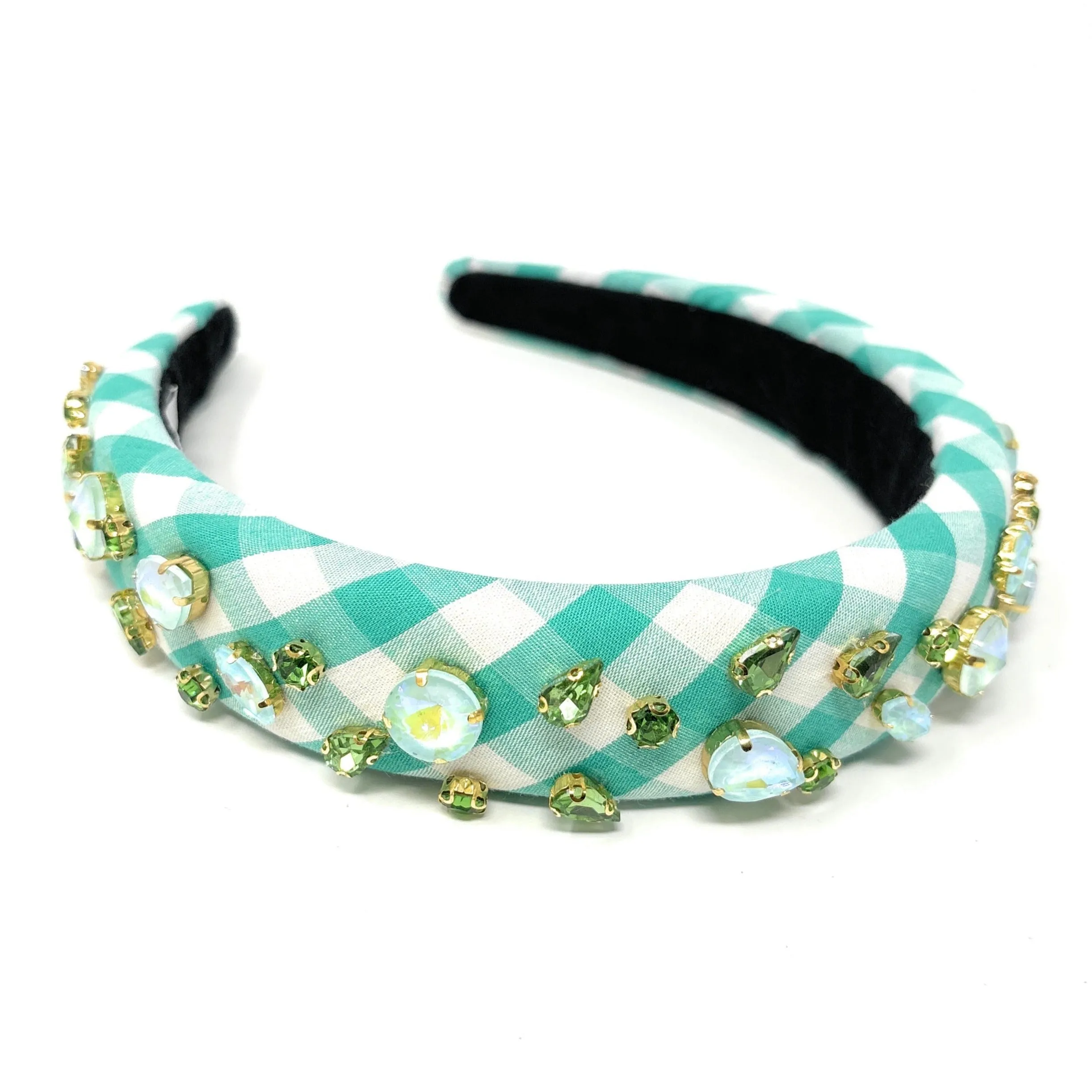 Pastel Green Gingham Padded Headband