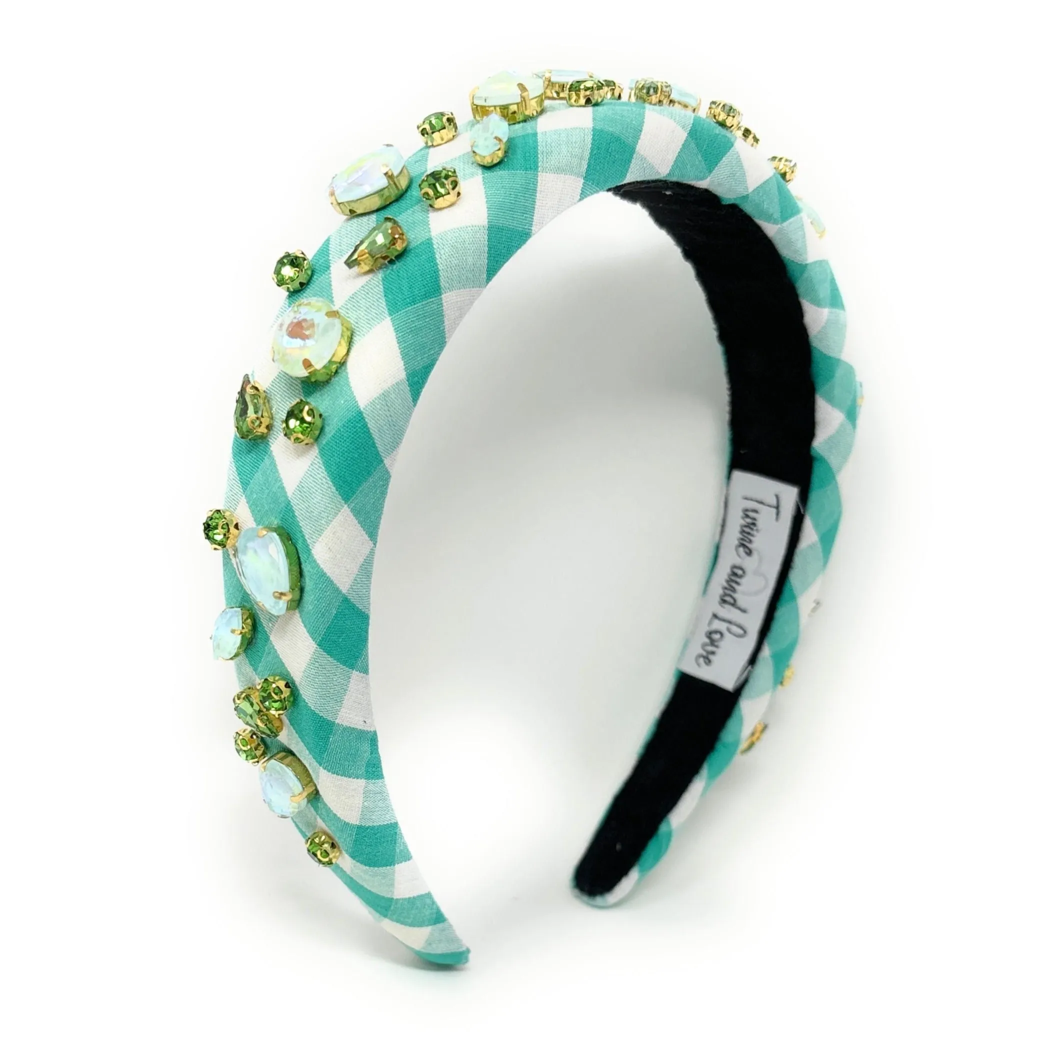 Pastel Green Gingham Padded Headband