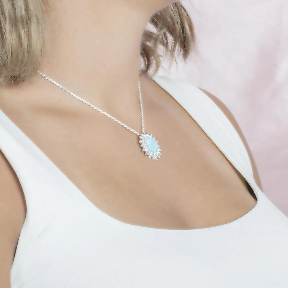 Pavé Larimar Sunflower Pendant