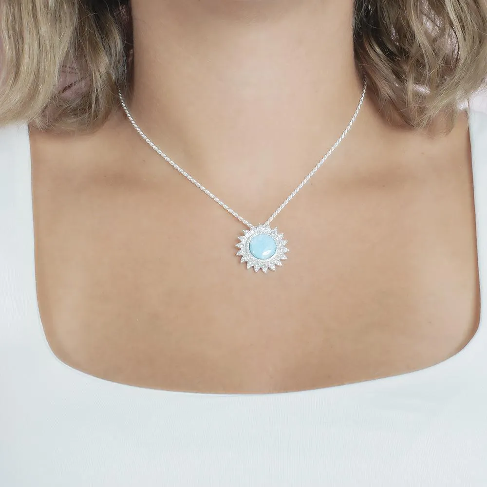 Pavé Larimar Sunflower Pendant
